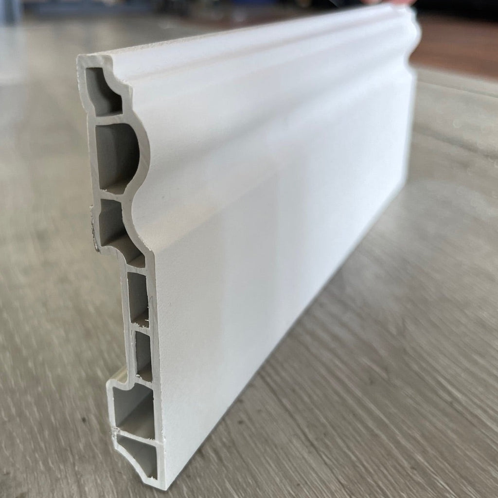Nroro Flooring - Baseboard - 3-7/8" x 1/2" x 118" - White Molding - Hollow PVC