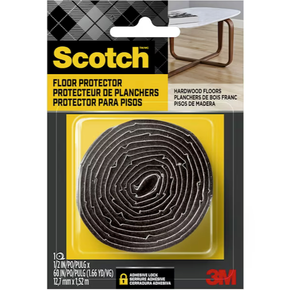 Scotch - Roll Felt 1/2-in x 60-in - Brown - Self-Adhesive - Heavy-Duty - Floor Protection