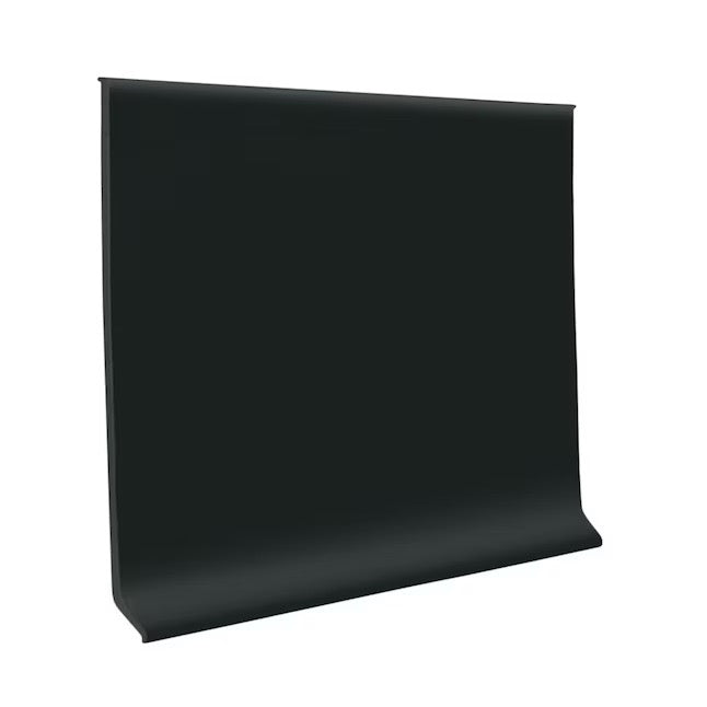 6″ Rubber Cove Base – Black Dahlia (01), 4-ft Planks | Flexco Wallflowers