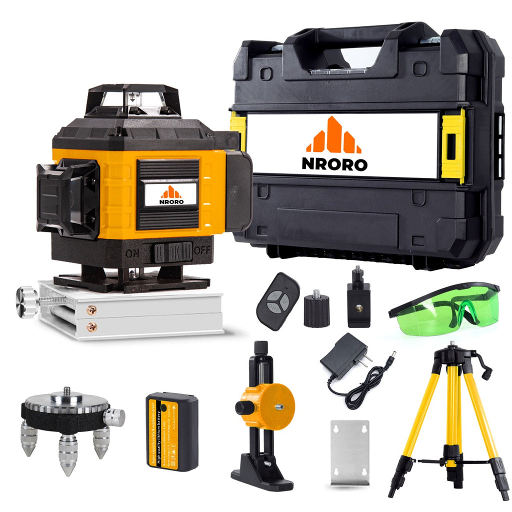 Nroro Tools - 16-Line Laser Level - Kit in Hard Case with Tripod & Stands