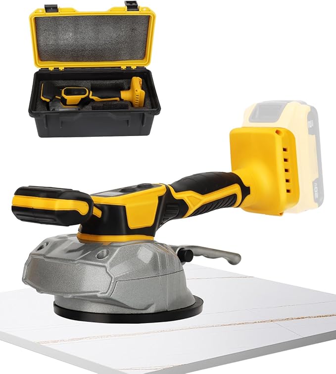 Nroro Cordless Tile Vibration Leveling Machine with DeWalt 20V battery slot and hard carry case