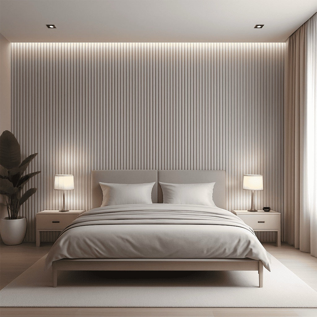 Nroro - Ivory Oak 62A - Ridge5 Collection - Slat Wall & Ceiling Panel - PVC Decor Accent