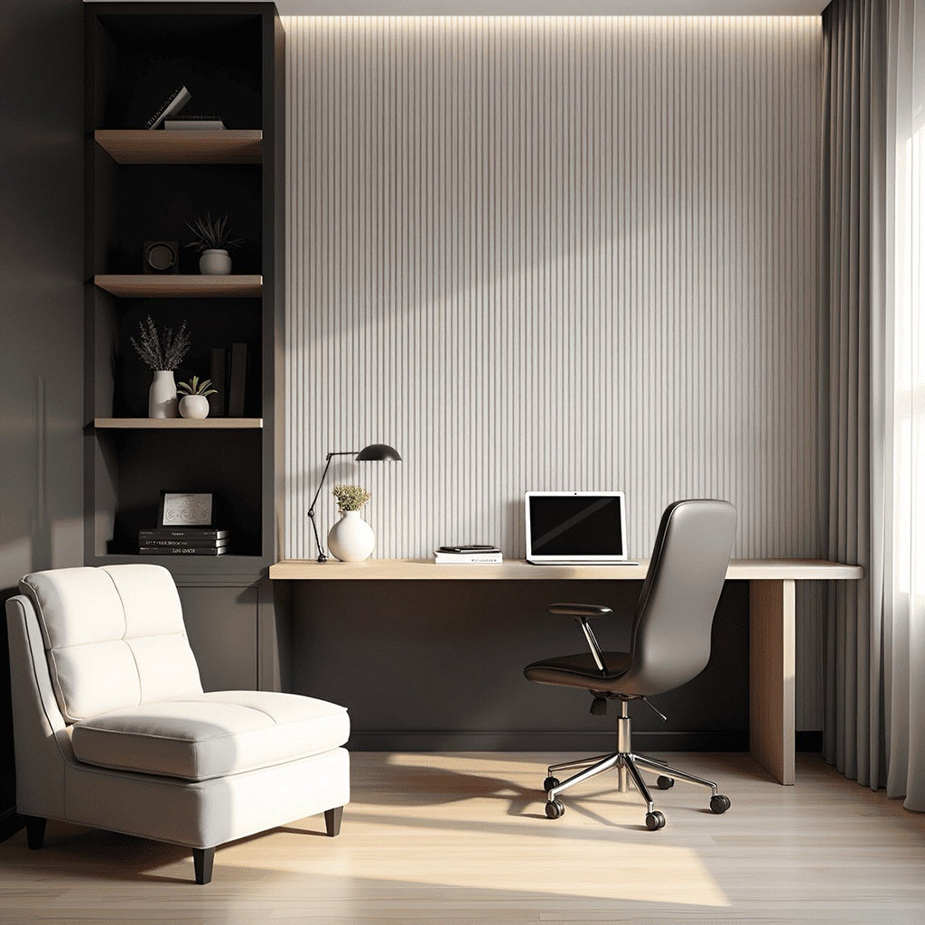 Nroro - Ivory Oak 62A - Ridge5 Collection - Slat Wall & Ceiling Panel - PVC Decor Accent