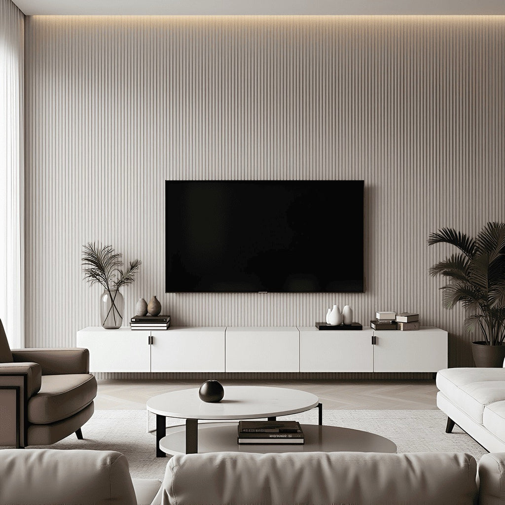 Nroro - Ivory Oak 62A - Ridge5 Collection - Slat Wall & Ceiling Panel - PVC Decor Accent