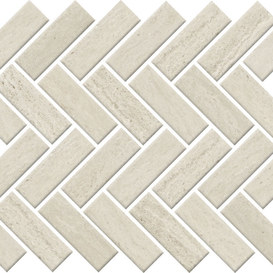 American Olean - White 1"x3" Matte Herringbone - Sunset Falls - Porcelain Tile