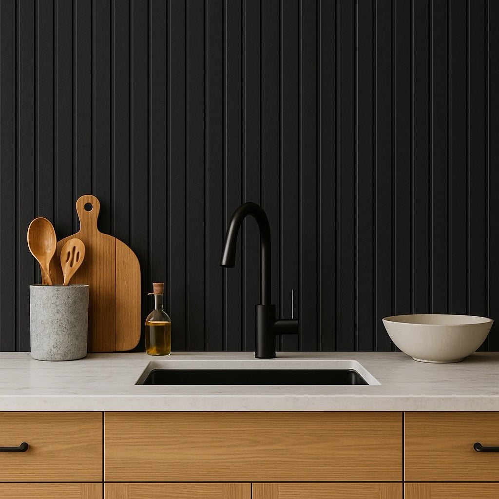 Nroro - Signature Pitch Black 84A - Ridge5 Collection - Slat PVC - Wall Ceiling Panel