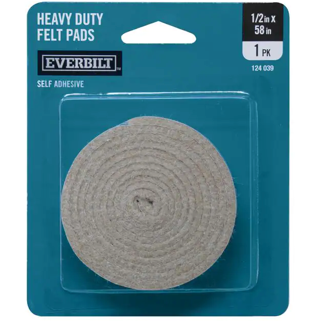Everbilt - Roll Felt 1/2-in x 58-in - Beige - Self-Adhesive - Heavy-Duty - Floor Protection