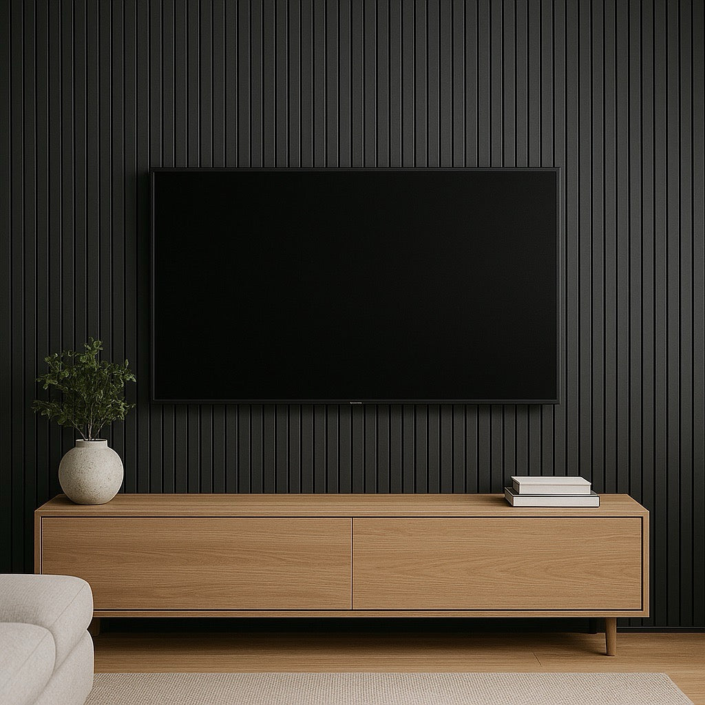 Nroro - Signature Pitch Black 84A - Ridge5 Collection - Slat PVC - Wall Ceiling Panel