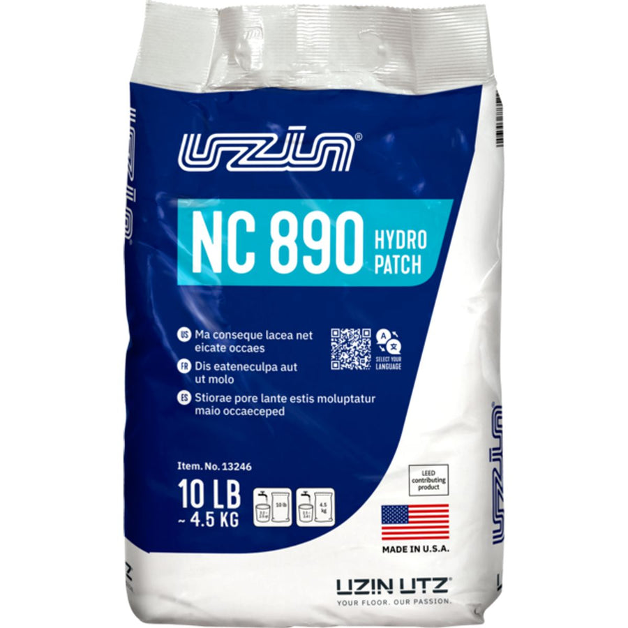 Uzin NC 890 HYDROPATCH Premium Pro moisture resistant skim and repair compound 10 lb bag on white background
