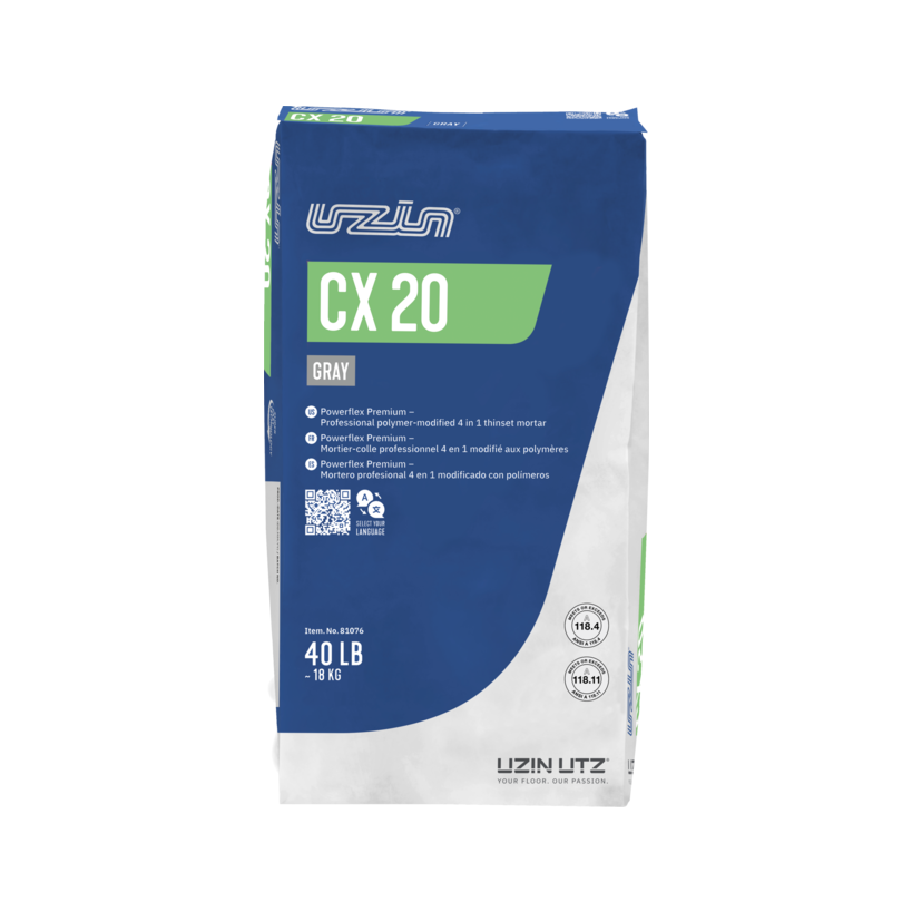 UZIN CX 20 Powerflex Premium professional polymer modified 4-in-1 thinset mortar 40 lb bag